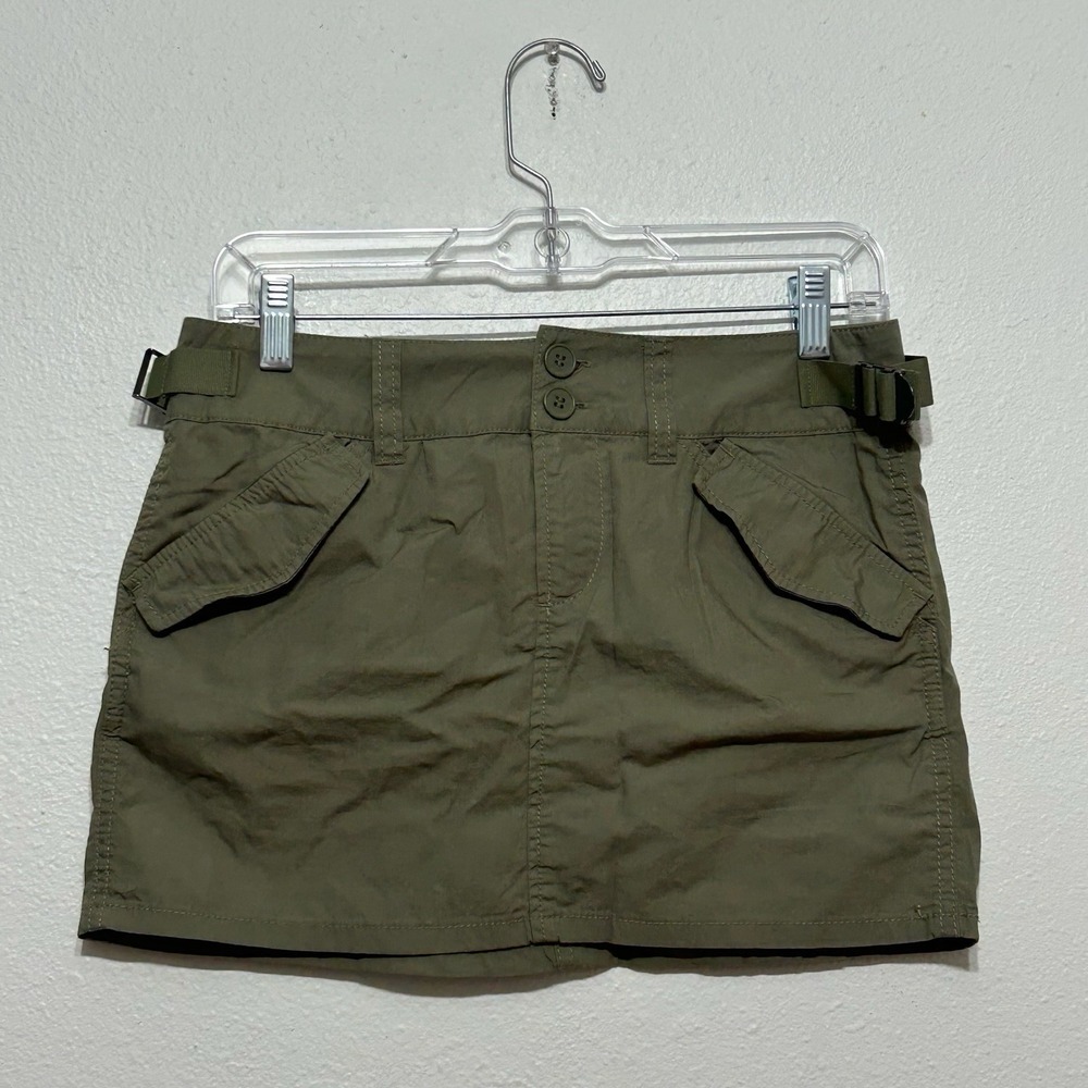 NWT Divided H&M Army‎ Green Buckle Waist Cargo Short Mini Skirt Womens Size XS